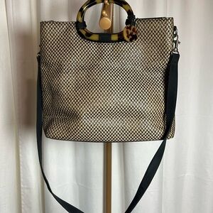 Marlo Elegant Black and Tan Tote with Adjustable Strap